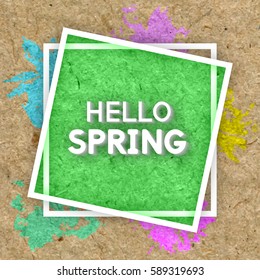 Spring Greeting Postcard. Use this Card for Congratulations. Best Vector design. Decorative text with cardboard texture. Modish Template for banners, brochures, placards, flyers, posters.  