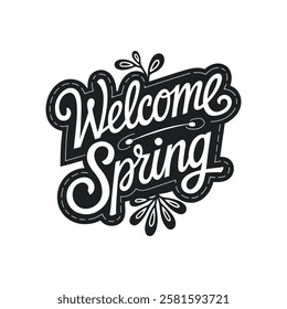 Spring greeting typography with fresh bloom flowers