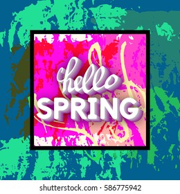 Spring Greeting Vector Illustration. Best design. Decorative text with hand-drawn texture. Congratulations on the arrival of Springtime. Template for banners, postcards, brochures, placards, flyers.