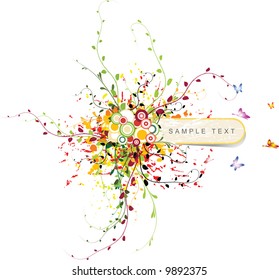 Spring grunge floral background with place for your text
