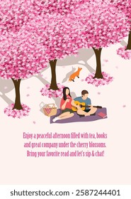 Spring hanami Picnic Party or Book Club Gathering Invitation
