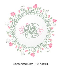 Spring Hand Draw Round Frame Gentle Stock Vector (Royalty Free ...