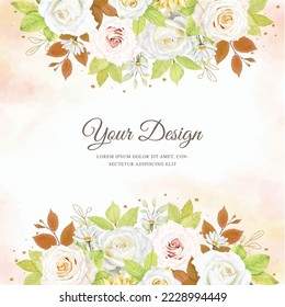 spring hand drawn floral and leaves background card set
