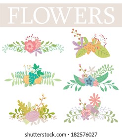 Spring Hand Drawn Flowers Retro Style