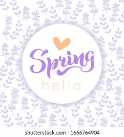 Spring - Hand drawn lettering with flat flowers. Handwritten card for calendar, seasons  logo, bullet journal or organizer. Vector illustration isolated on white. EPS 10