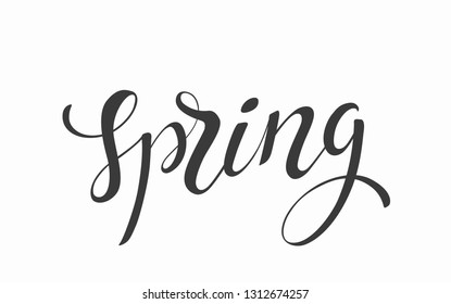 Spring hand drawn typography icon. Lettering spring isolated on white background for greeting card, invitation template. 