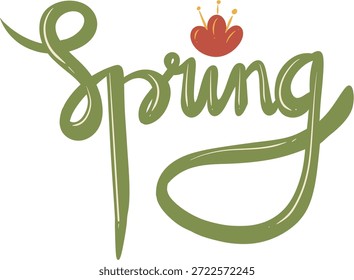 Tipografía verde con letras de mano de primavera