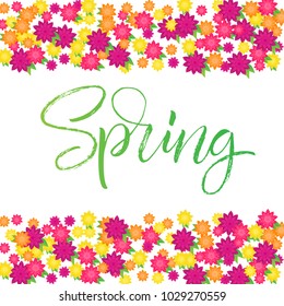 Spring - hand lettering phrase. Vector.