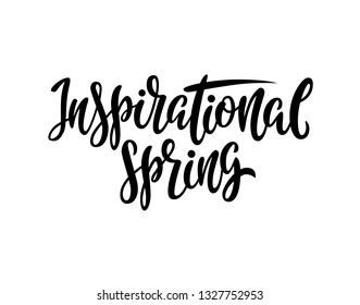 Spring hand sketched logotype, badge typography icon. Lettering spring season with leaf for greeting card, invitation template. Retro, vintage lettering banner poster template background - Vector