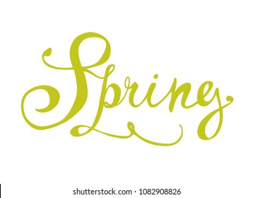 Spring. Hand written doodle vector word on white background