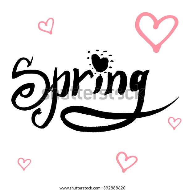 Spring Hand Written Letters Vector Hearts Stock Vector (Royalty Free