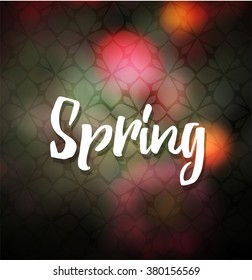  Spring. Hand-lettering typographic design on nature background