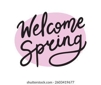 Spring handwritten doodle lettering phrase or quote. spring message saying text. Hand drawn print clipart. Vector illustration