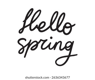 Spring handwritten doodle lettering phrase or quote. spring message saying text. Hand drawn print clipart. Vector illustration