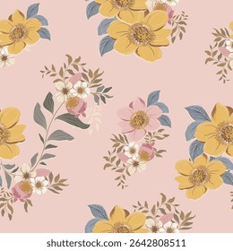 Baldosa de repetición de fondo de Vector floral de armonía de primavera, perfecta para textiles, Fondos de pantalla y más