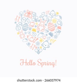 Spring heart greeting card design 