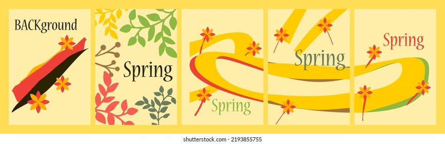 Spring. Hello Spring. Set of simple vector illustrationsBackgrounds for banners, labels, covers.