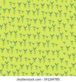 Spring herbs. Vector seamless pattern. Hand drawn floral illustration with small sprouts. Doodle style