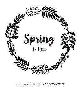 Spring is here floral frame design hand draw vector illustration