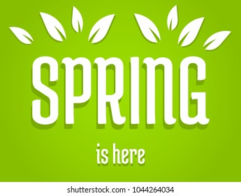 Spring is here, green banner illustration