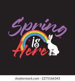 spring  is here T shirt design graphic template 