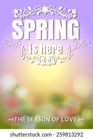 Spring Is Here Typographical Background blur vector format eps 10