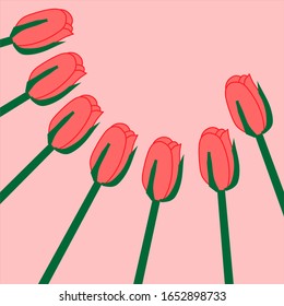 tarjeta de vacaciones de primavera con tulipanos rojos