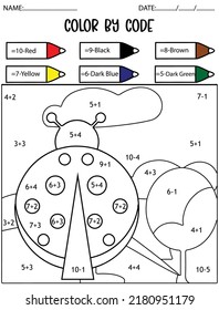 Spring holiday counting game,color by code,math activity for kids.
