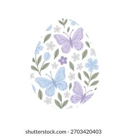 Spring holiday, Easter celebration. A modern card and banner. Patterned eggs with bunnies and flowers.