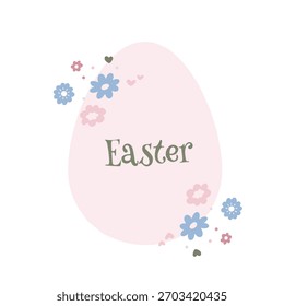 Spring holiday, Easter celebration. A modern card and banner. Patterned eggs with bunnies and flowers.