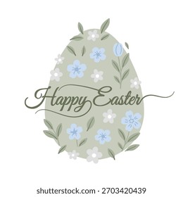 Vacaciones de primavera, celebración de Pascua. Una tarjeta y un Anuncio modernos. Huevos estampados con conejitos y flores.