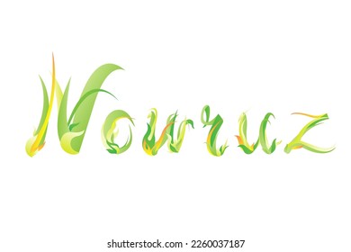 Spring holiday Nowruz. Vector word of green grass letters