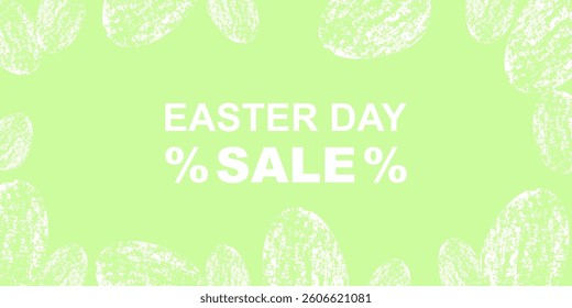 Spring holiday sale  Easter themed advertising template. Banner with color brush stroke eggs for shopping promotion. Vector illustration