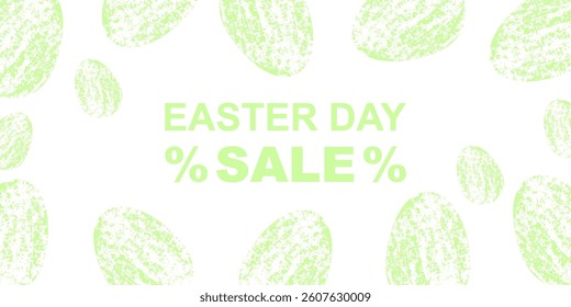 Spring holiday sale  Easter themed advertising template. Banner with color brush stroke eggs for shopping promotion. Vector illustration