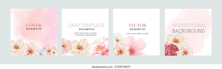 Spring holidays square templates. Social media post frame.