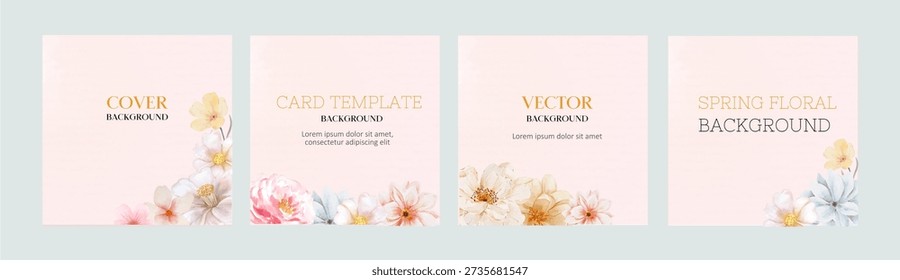 Spring holidays square templates. Social media post frame.
