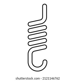 Spring with hook tension extension coil clutch for car suspension contour outline line icon black color vector illustration image thin flat style