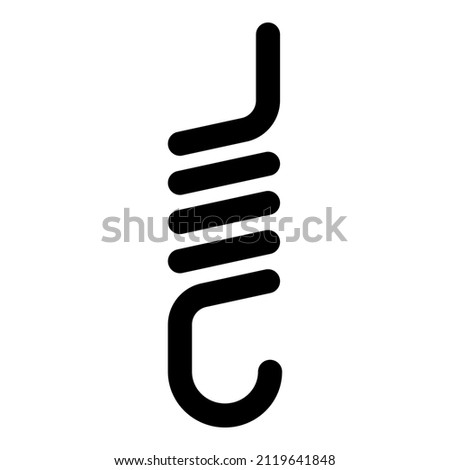 Spring with hook tension extension coil clutch for car suspension icon black color vector illustration image flat style simple