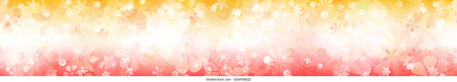 Banner horizontal de primavera de varias flores en colores amarillo y rojo