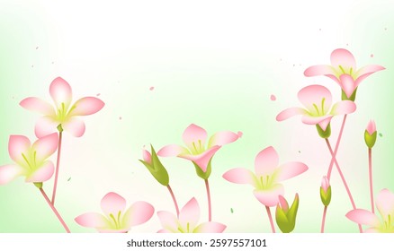 Spring horizontal illustrations design small pink flowers