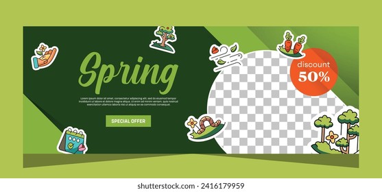 Spring horizontal template banner. Vector design