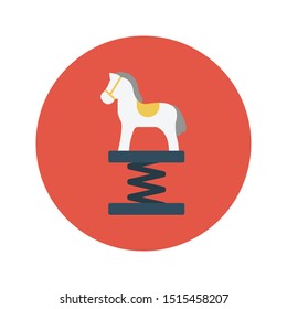 spring horse glyph flat vector icon