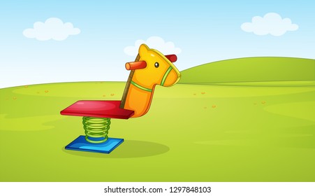 A spring horse in playground illustration