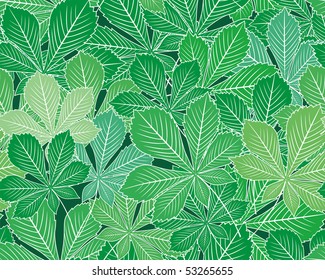 Spring horse-chestnut leaves vector seamless texture