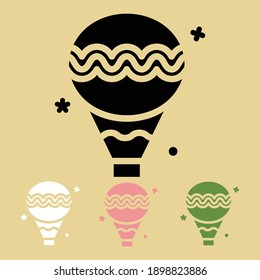 Spring, Hot air balloon icon with three different colors