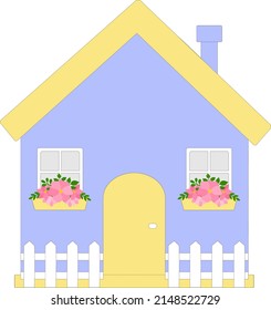 Spring house with flowers vector illustration