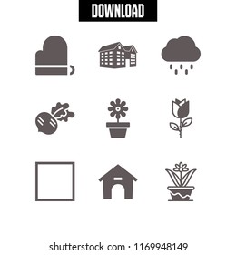 spring icon. 9 spring vector set. radish, rose, rain and dog house icons for web and design about spring theme