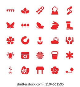 Spring icon. collection of 25 spring filled icons such as sunflower, butterfly, beetle, table, flower, sun, tree, sport expander. editable spring icons for web and mobile.