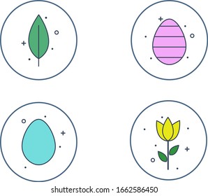 Spring icon collection with flower and leaf