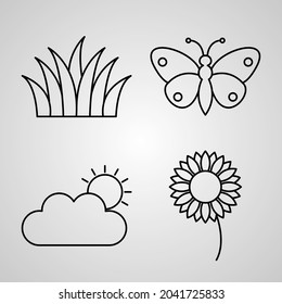 Spring Icon Collection White Color Background
